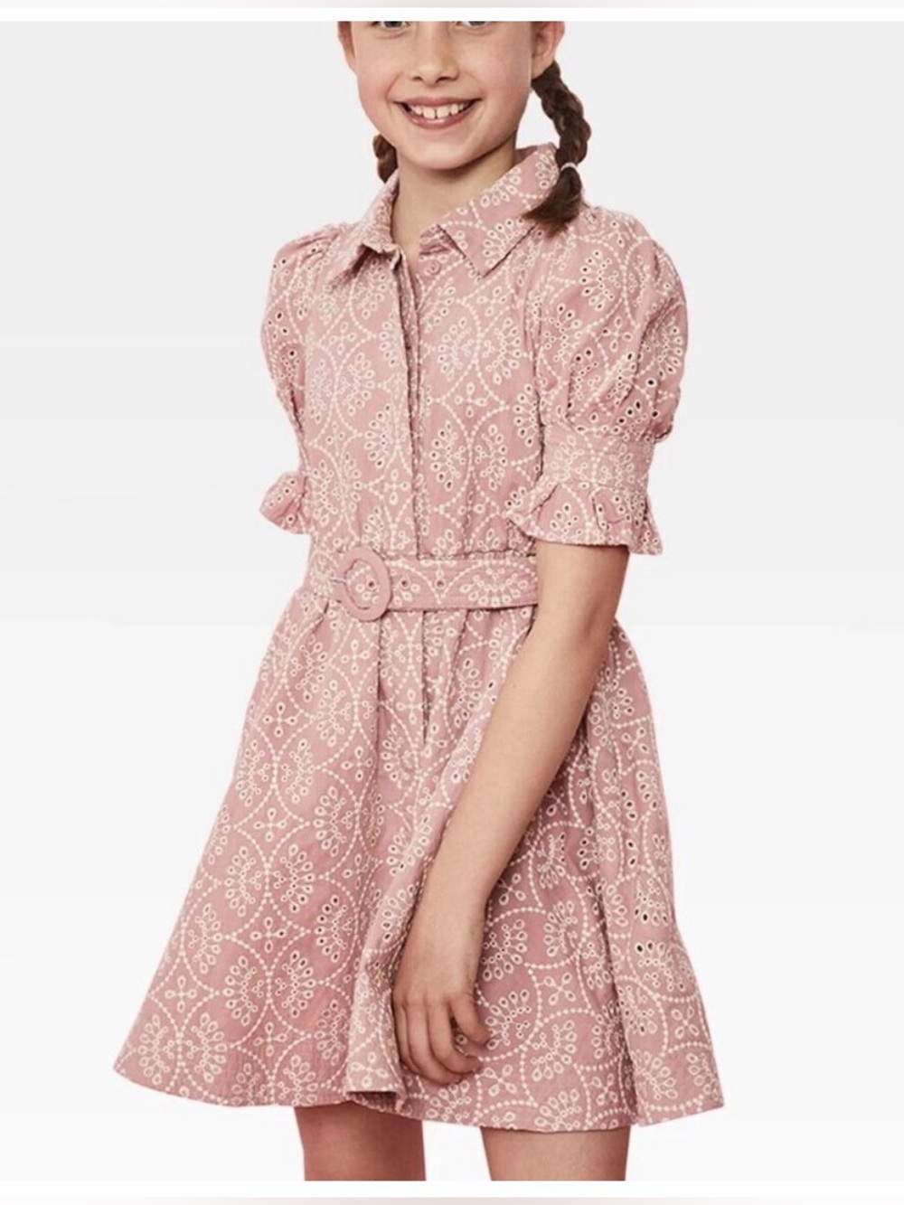 NWT Bardot Junior dress Girl US 8 blush pink Embroidered Balletcore